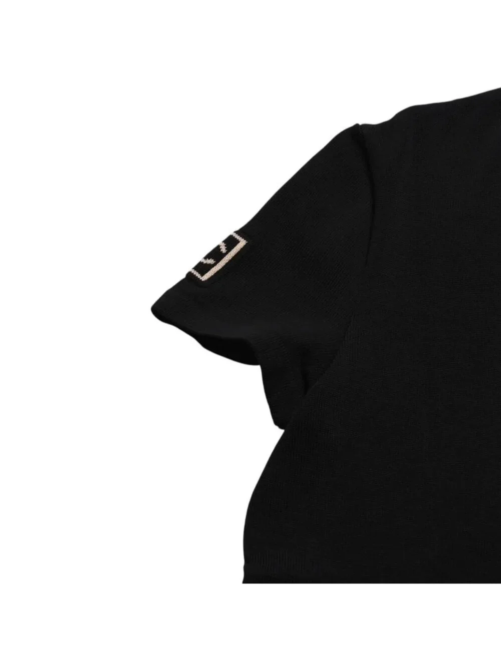 Chanel Knit Short Sleeve Top T-Shirt CC Logo Cotton Black Sweater
